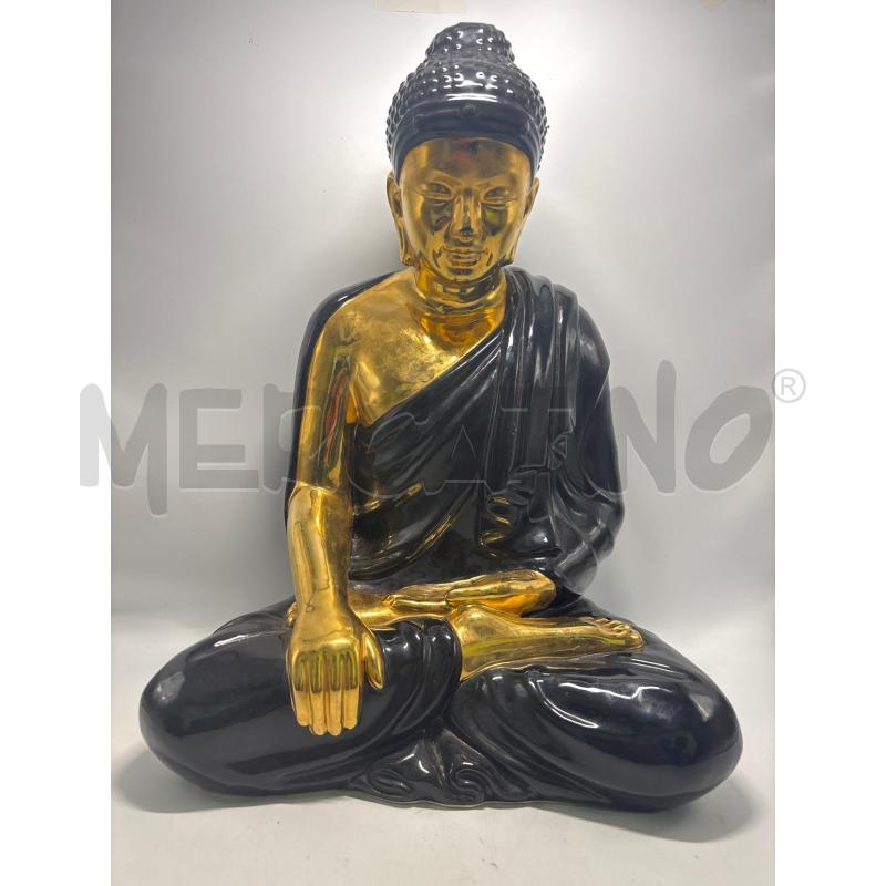 STATUA BUDDHA CERAMICA NERA ORO  | Mercatino dell'Usato Pomezia 1