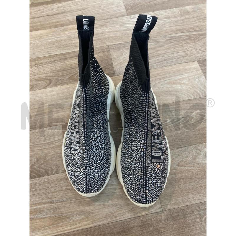 STIVALETTI DONNA NERO TESSUTO STRASS LOVE MOSCHINO  | Mercatino dell'Usato Pomezia 1