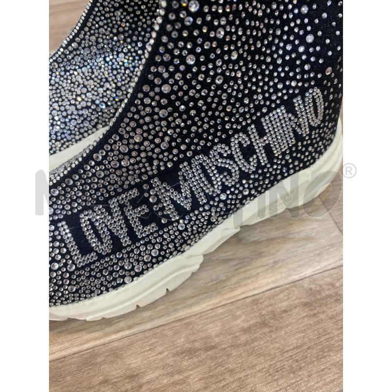 STIVALETTI DONNA NERO TESSUTO STRASS LOVE MOSCHINO  | Mercatino dell'Usato Pomezia 4