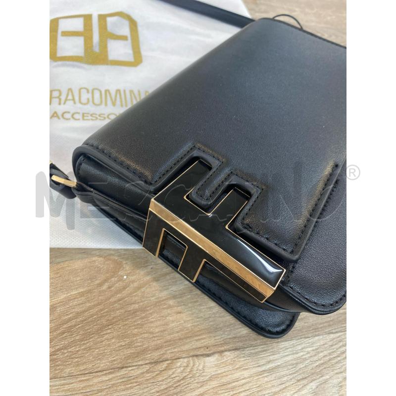 TRACOLLA DONNA FRACOMINA NERA DETTAGLIO LATERALE MONOGRAM ORO SMALTATO NERO | Mercatino dell'Usato Pomezia 2