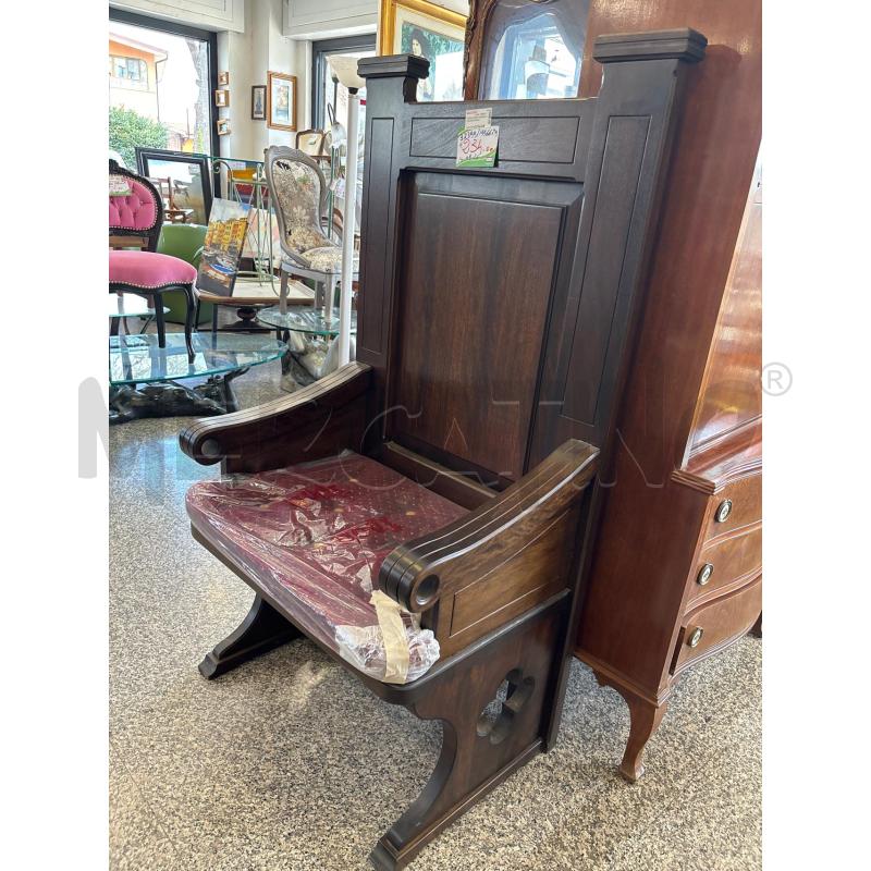 TRONO LEGNO MASSELLO CUSCINO ROSSO | Mercatino dell'Usato Pomezia 1