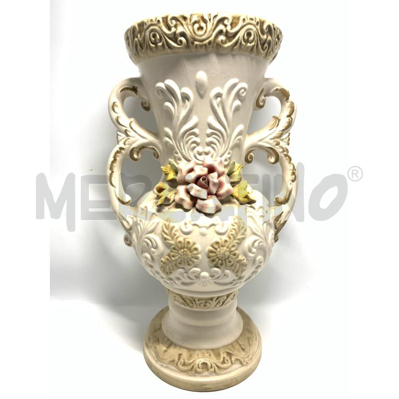 VASO CERAMICA 36 CM ROSA RILIEVO | Mercatino dell'Usato Pomezia 1