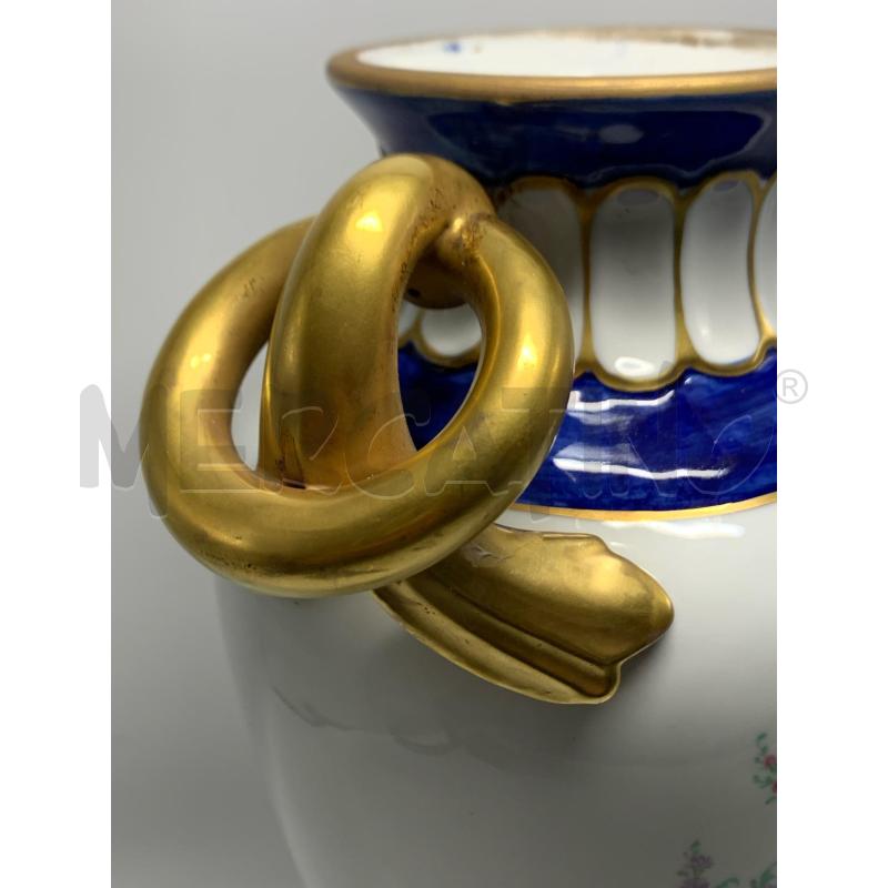 VASO CERAMICA FIORI BASE ORO BLU 2M CAPODIMONTE  | Mercatino dell'Usato Pomezia 2