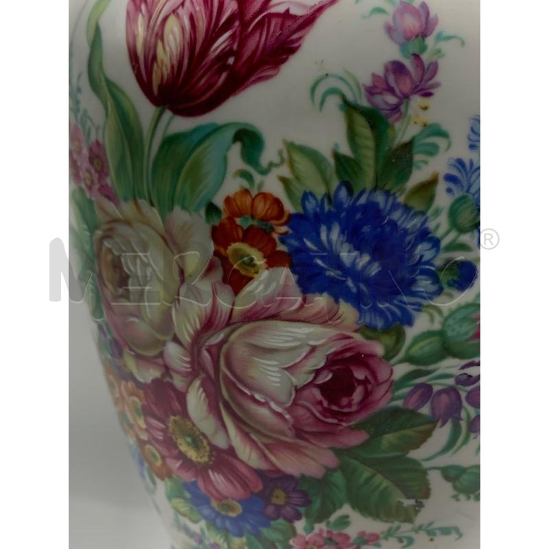VASO CERAMICA FIORI BASE ORO BLU 2M CAPODIMONTE  | Mercatino dell'Usato Pomezia 3