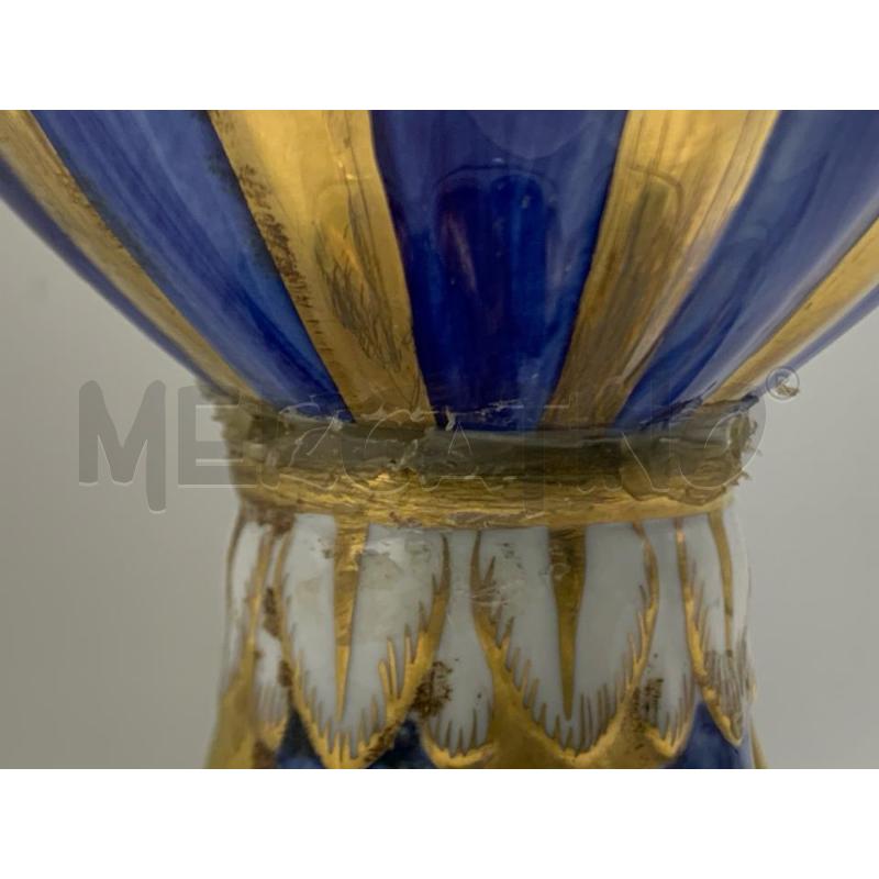 VASO CERAMICA FIORI BASE ORO BLU 2M CAPODIMONTE  | Mercatino dell'Usato Pomezia 5
