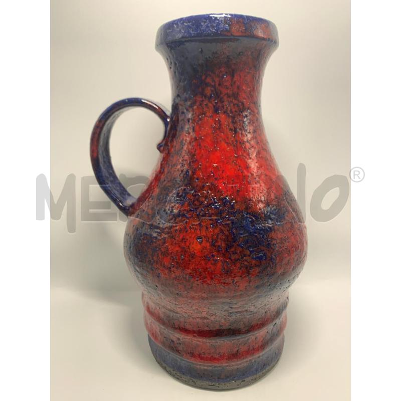 VASO CERAMICA ROSSA/BLU CON MANICO 30 CM | Mercatino dell'Usato Pomezia 1