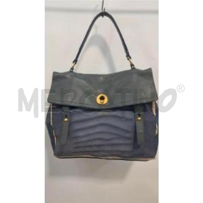 BORSA D YVES SAINT LAURENT PELLE BLU E CANVAS MANCANO DUE PIEDINI | Mercatino dell'Usato Bellizzi 1