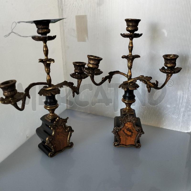 CANDELABRI PZ. 2 BASE LEGNO DEC FLOREALE | Mercatino dell'Usato Bellizzi 1