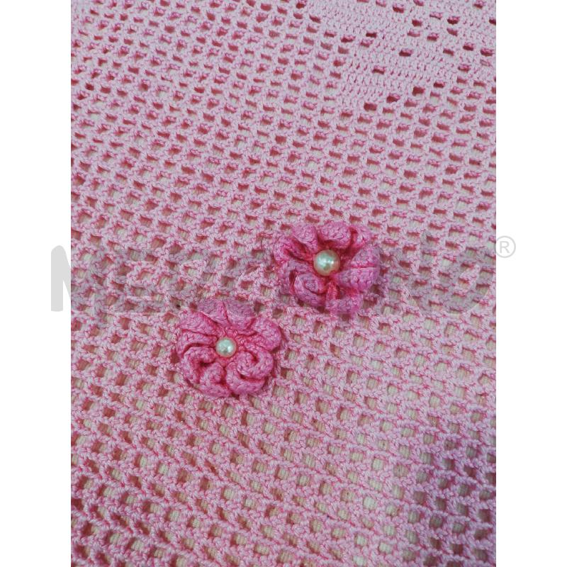 COPERTA CARROZZINA UNCINETTO ROSA SU TRAPUNTINA  | Mercatino dell'Usato Bellizzi 2