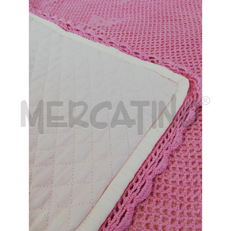 COPERTA CARROZZINA UNCINETTO ROSA SU TRAPUNTINA  | Mercatino dell'Usato Bellizzi 3