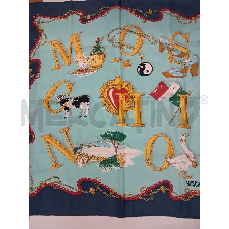 FOULARD MOSCHINO SETA FANT VERDE LETTERE CM 52X52 | Mercatino dell'Usato Bellizzi 1
