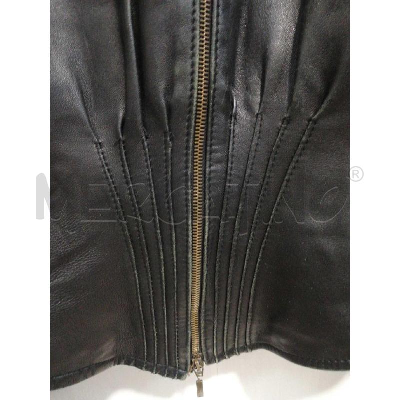GIUBBINO DONNA PELLE NERO ZIP PIEGHINE DAV | Mercatino dell'Usato Bellizzi 2