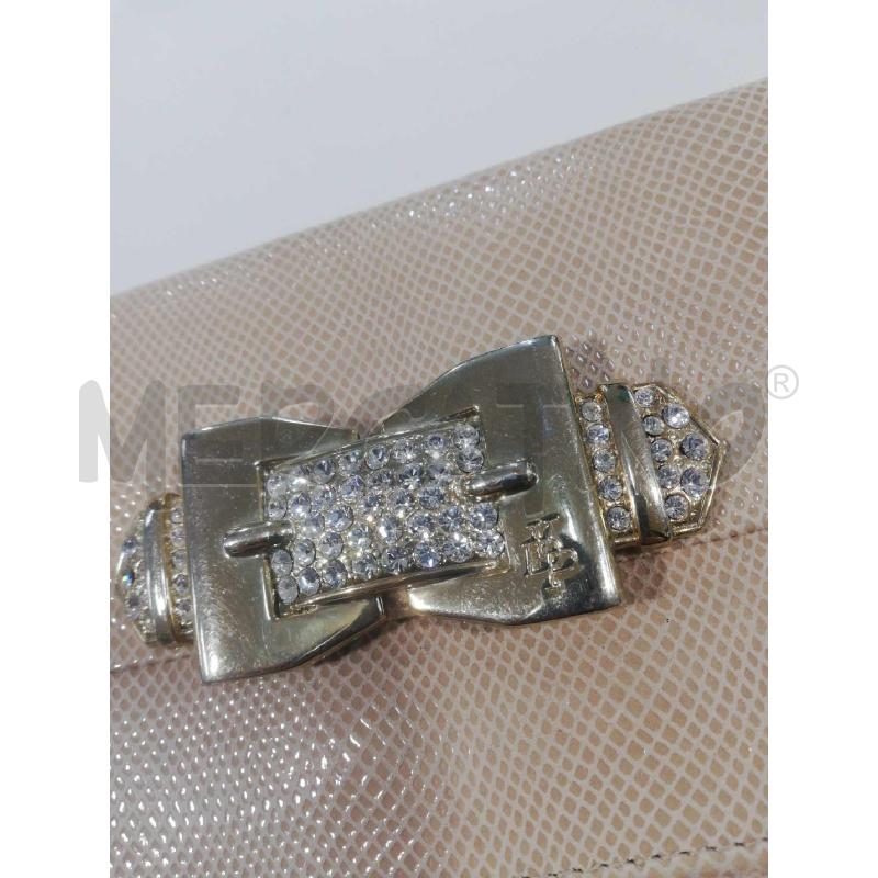 POCHETTE VIA DELLE PERLE PELLE SABBIA STAMPA RETTILE  | Mercatino dell'Usato Bellizzi 2