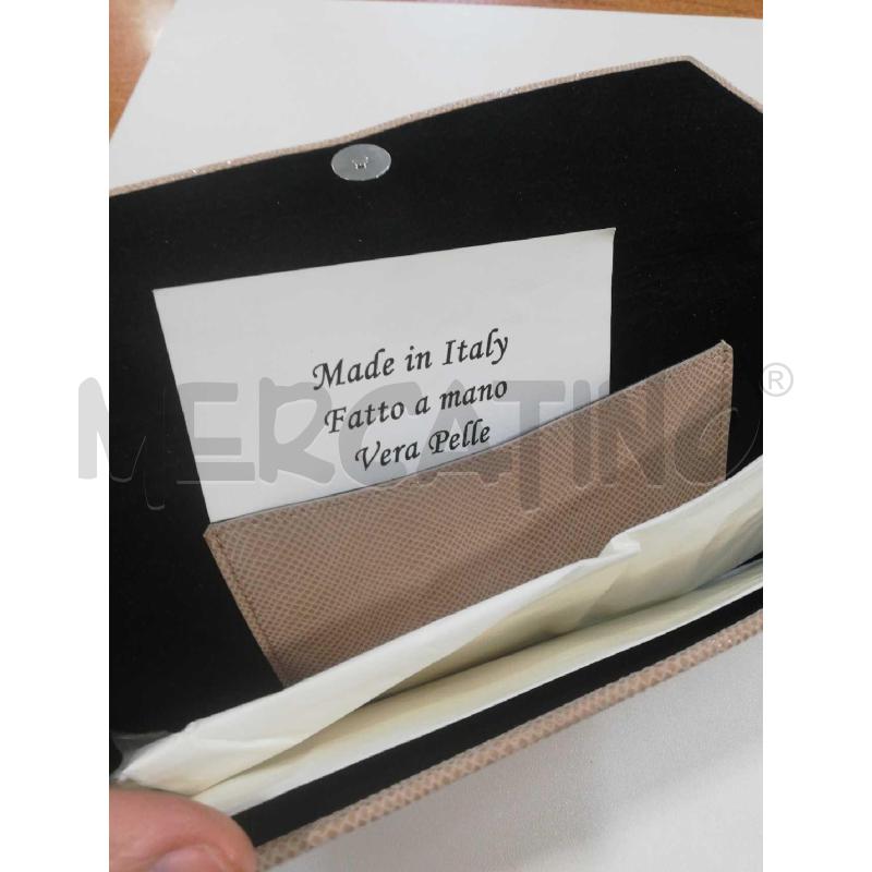 POCHETTE VIA DELLE PERLE PELLE SABBIA STAMPA RETTILE  | Mercatino dell'Usato Bellizzi 3