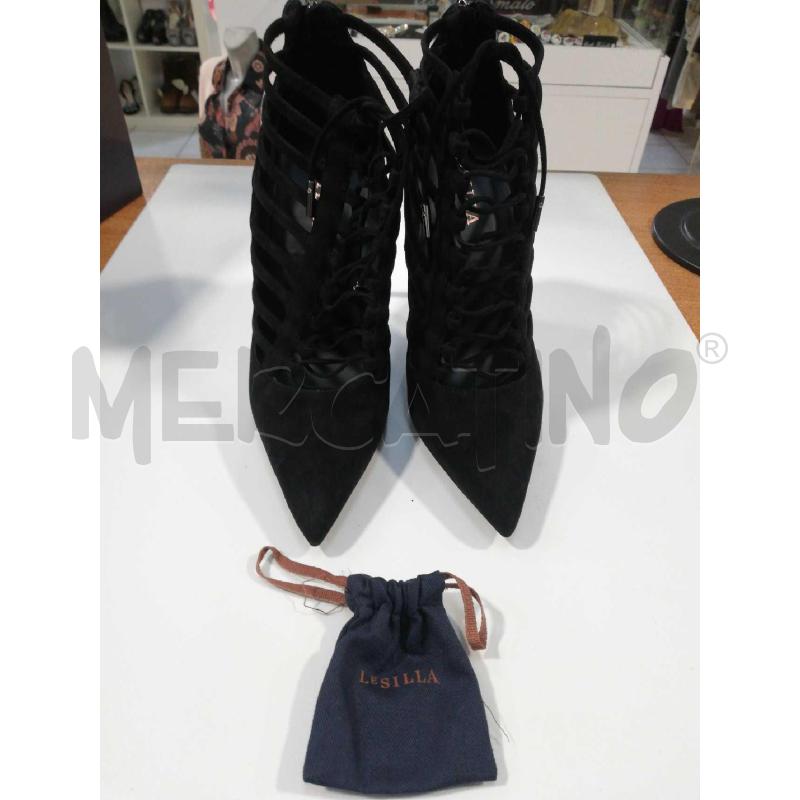 SCARPE D LE SILLA NABUK NERO STRINGHE TACCO STILETTO | Mercatino dell'Usato Bellizzi 2