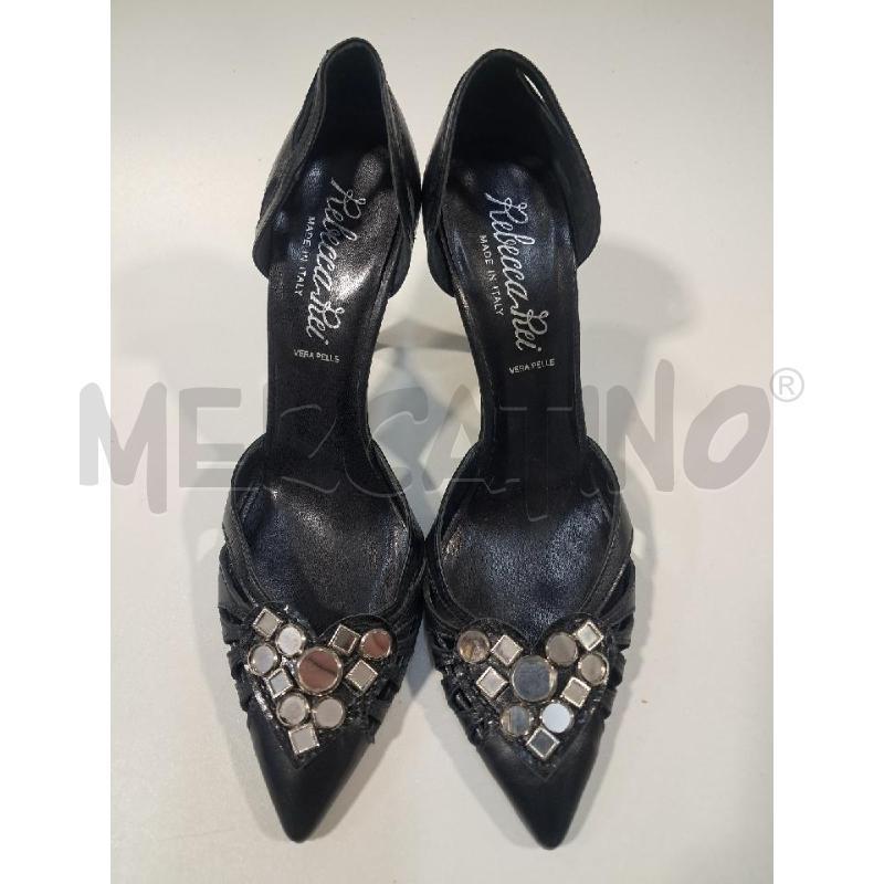 SCARPE D PELLE NERO CON SPECCHIETTI TONDI | Mercatino dell'Usato Bellizzi 5