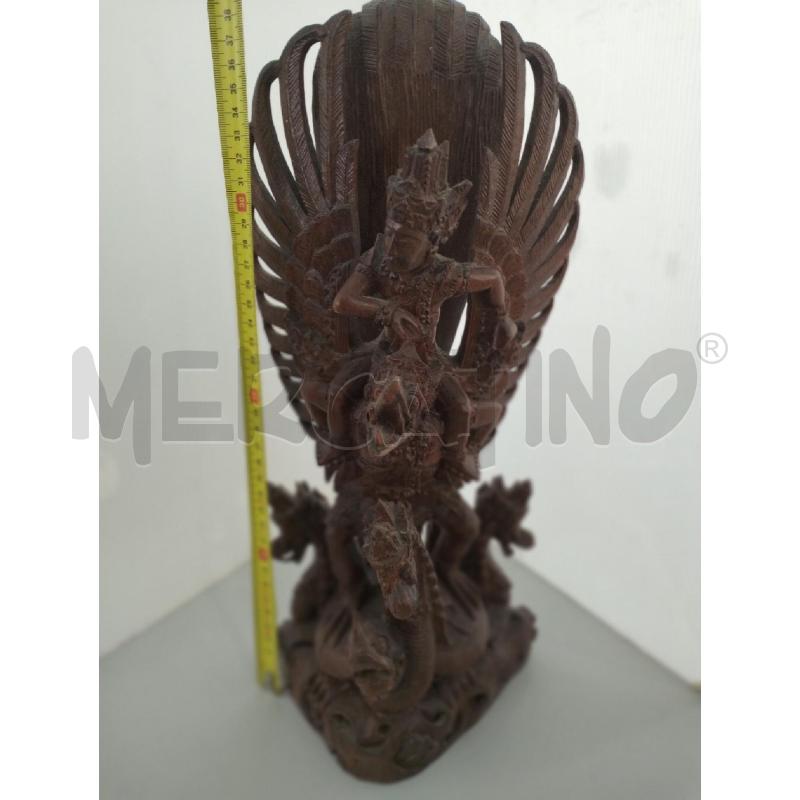 SCULTURA LEGNO ASIATICA CON DRAGONE | Mercatino dell'Usato Bellizzi 1