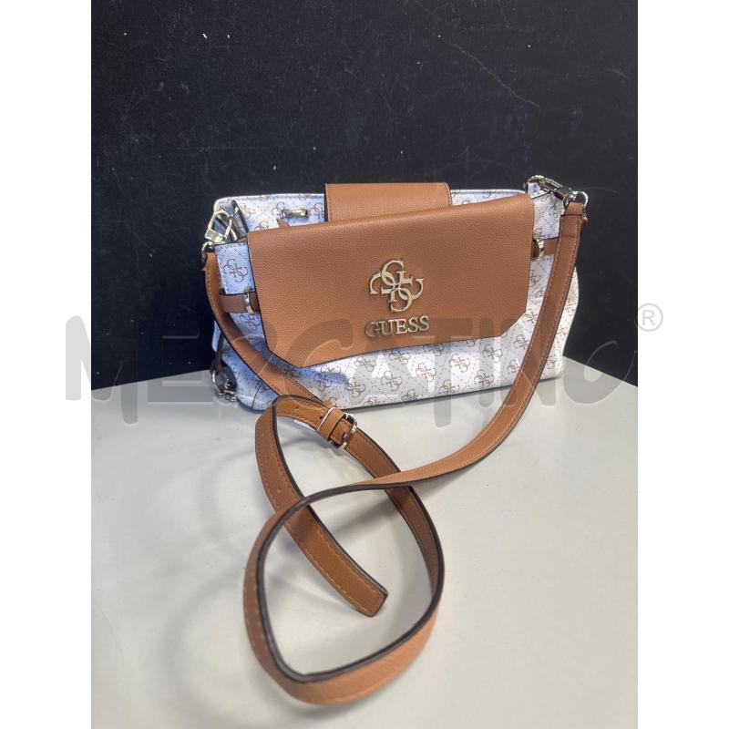 BORSA DONNA GUESS BIANCA MARRONE MONOGRAM | Mercatino dell'Usato Cava de tirreni 1