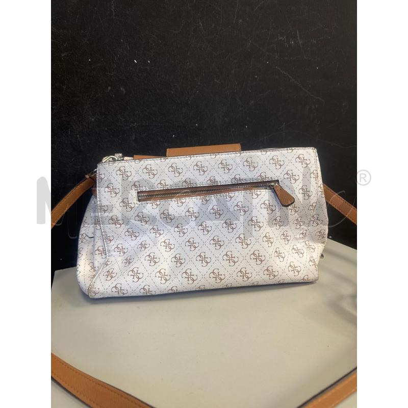 BORSA DONNA GUESS BIANCA MARRONE MONOGRAM | Mercatino dell'Usato Cava de tirreni 3