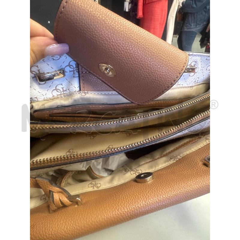 BORSA DONNA GUESS BIANCA MARRONE MONOGRAM | Mercatino dell'Usato Cava de tirreni 4