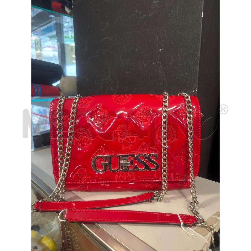 BORSA DONNA GUESS ROSSA LUCIDA LOGATA LOGO ARGENTO TRACOLLA | Mercatino dell'Usato Cava de tirreni 1