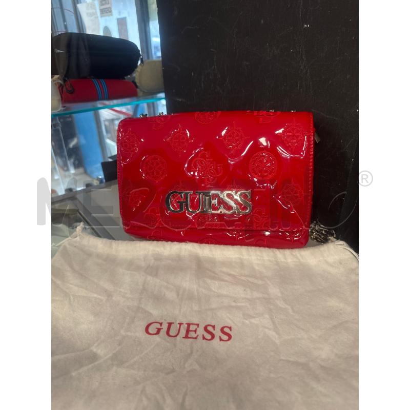 BORSA DONNA GUESS ROSSA LUCIDA LOGATA LOGO ARGENTO TRACOLLA | Mercatino dell'Usato Cava de tirreni 3