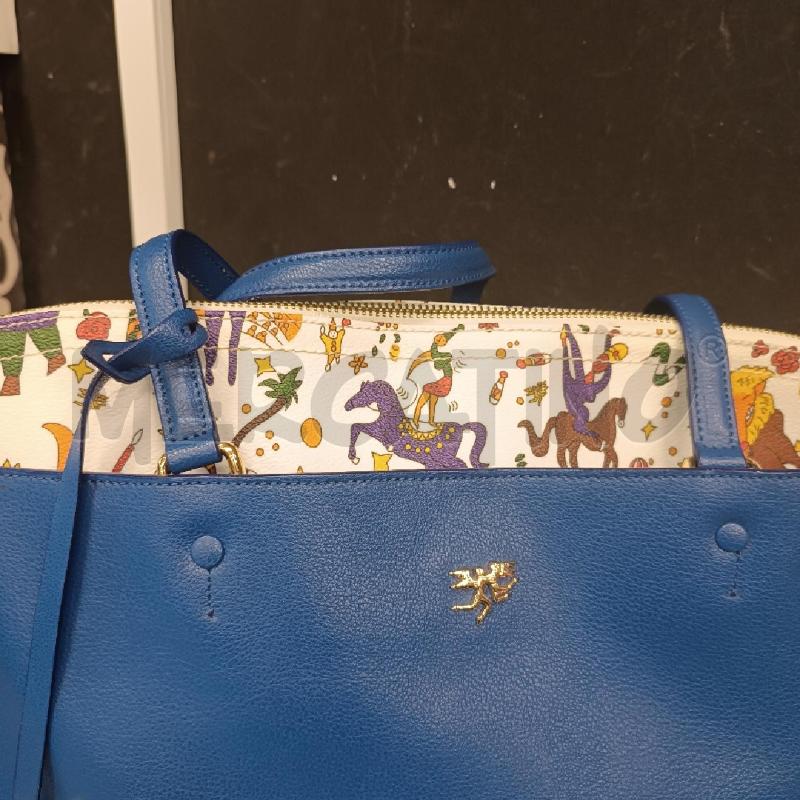 BORSA DONNA PIERO GUIDI BLU ELETTRICO POCHETTE LOGGATA BIANCA | Mercatino dell'Usato Cava de tirreni 2