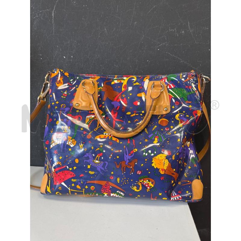 BORSA DONNA PIERO GUIDI BLU LUCIDA FANTASIA CIRCUS BORDI TRACOLLA BEIGE | Mercatino dell'Usato Cava de tirreni 2