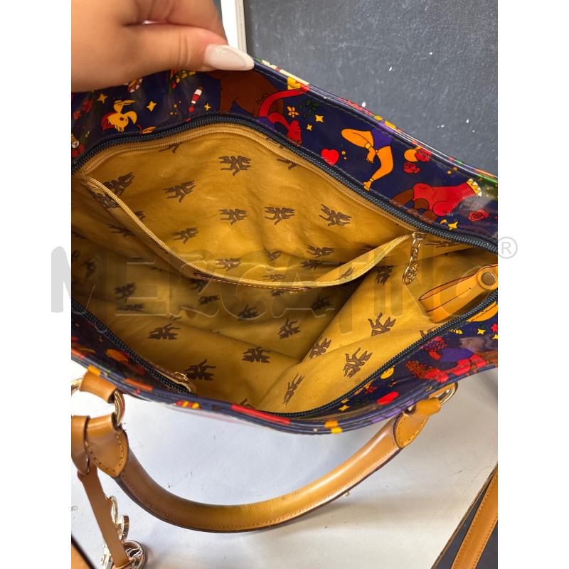 BORSA DONNA PIERO GUIDI BLU LUCIDA FANTASIA CIRCUS BORDI TRACOLLA BEIGE | Mercatino dell'Usato Cava de tirreni 3