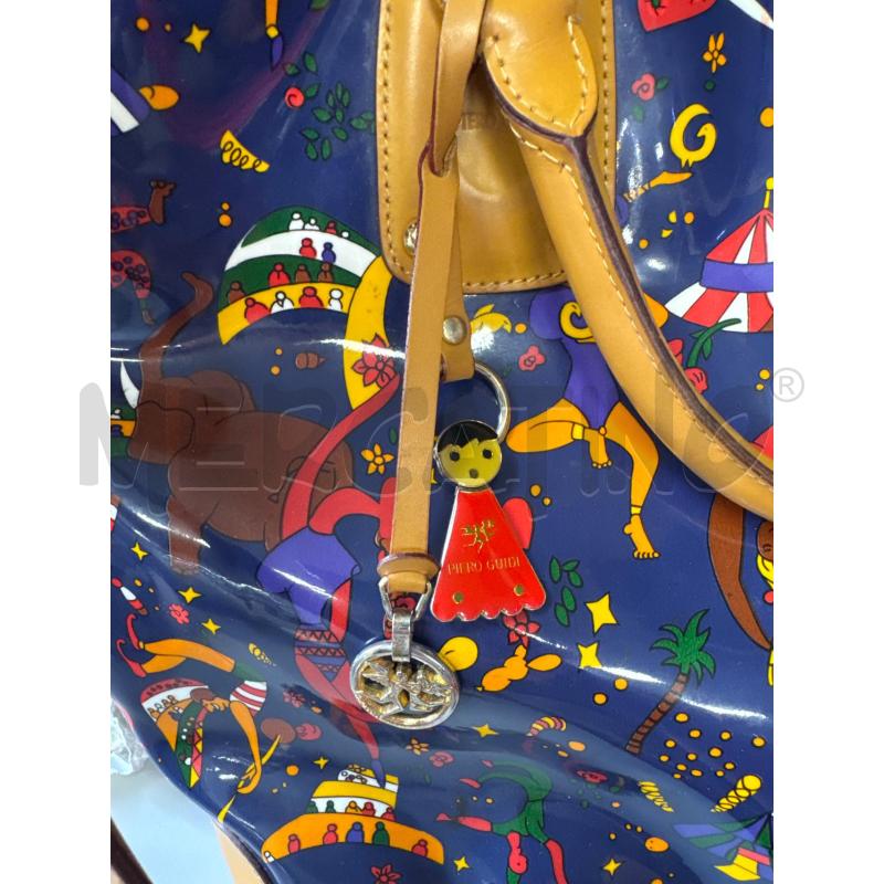 BORSA DONNA PIERO GUIDI BLU LUCIDA FANTASIA CIRCUS BORDI TRACOLLA BEIGE | Mercatino dell'Usato Cava de tirreni 4