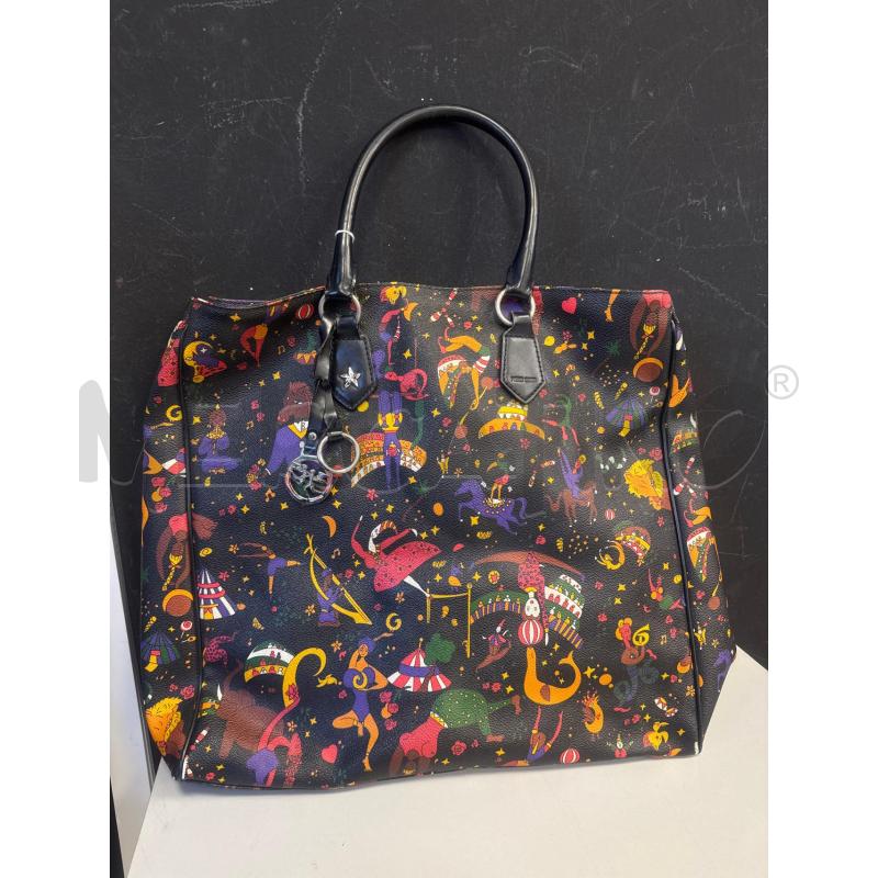 BORSA DONNA PIERO GUIDI NERA FANTASIA CIRCO MANICI NERI | Mercatino dell'Usato Cava de tirreni 1