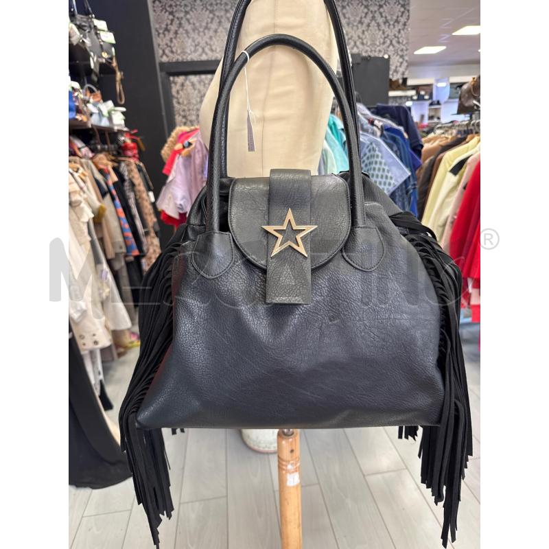 BORSA DONNA SHOP ART NERA PELLE FRANGE | Mercatino dell'Usato Cava de tirreni 1