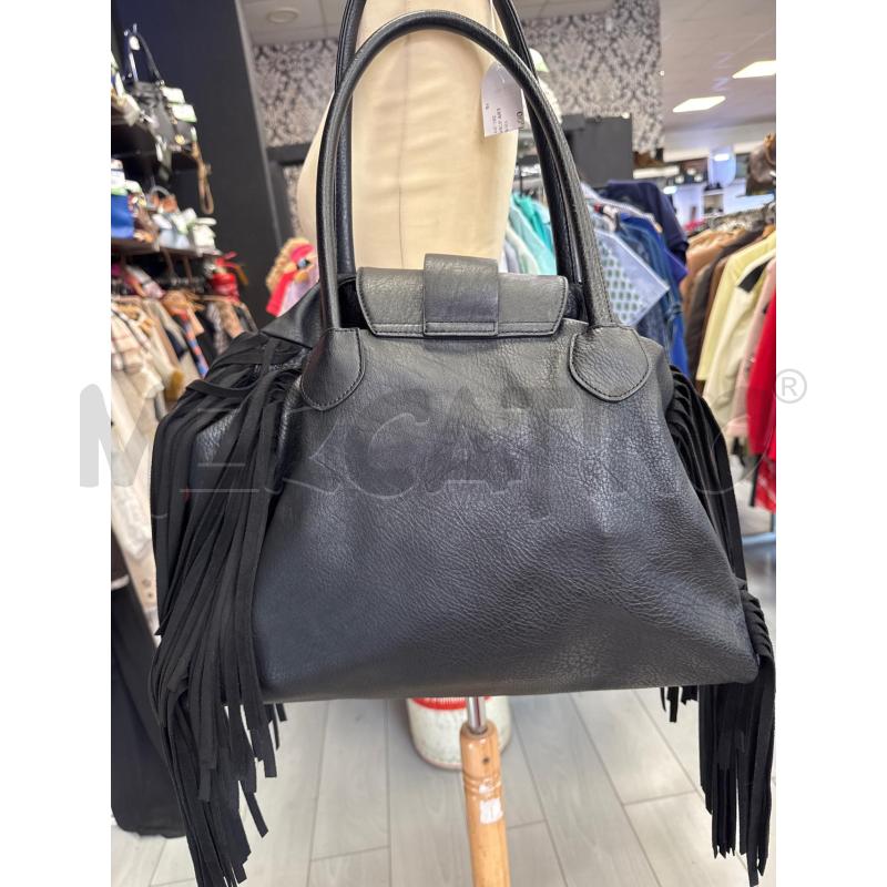 BORSA DONNA SHOP ART NERA PELLE FRANGE | Mercatino dell'Usato Cava de tirreni 2