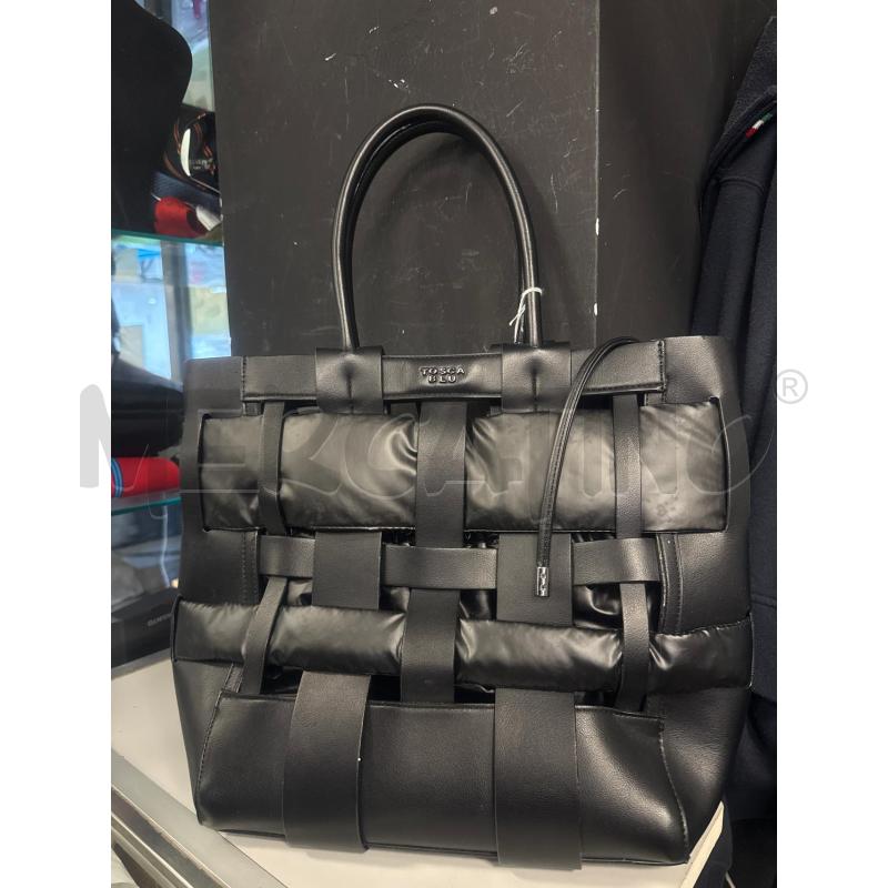 BORSA DONNA TOSCA BLU INTRECCIATA NERA SACCA  | Mercatino dell'Usato Cava de tirreni 1