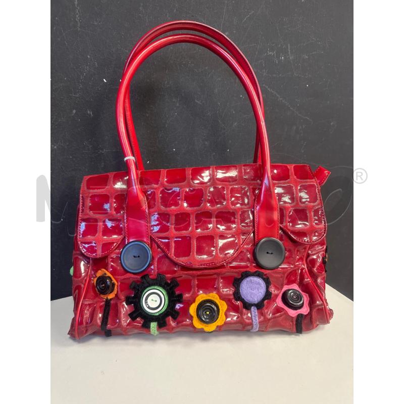 BORSA DONNA TUA BRACCIALINI ROSSA QUADRATI FIORI | Mercatino dell'Usato Cava de tirreni 1