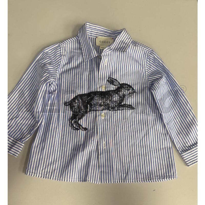 CAMICIA BAMBINO GUCCI CELESTE RIGHE CONIGLIO  | Mercatino dell'Usato Cava de tirreni 1