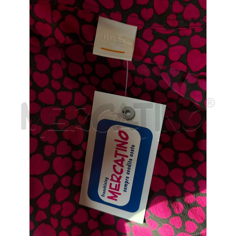CAMICIA DONNA HOGO BOSS SETA FUCSIA NERA CUORICINI | Mercatino dell'Usato Cava de tirreni 4