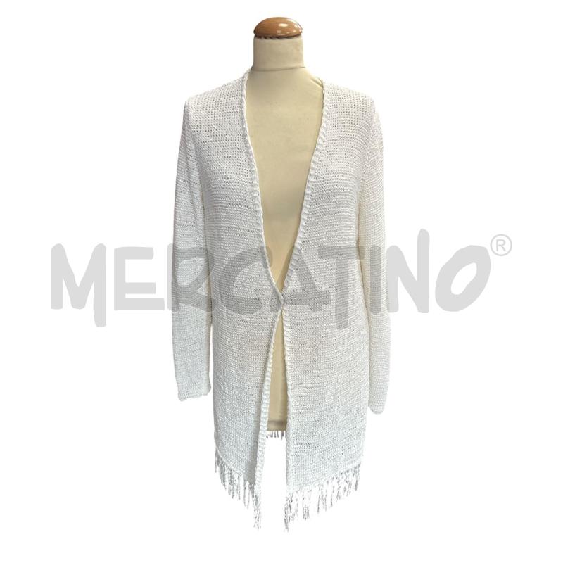 CARDIGAN DONNA FABIANA FILIPPI BIANCO FRANGE PENDENTI | Mercatino dell'Usato Cava de tirreni 1