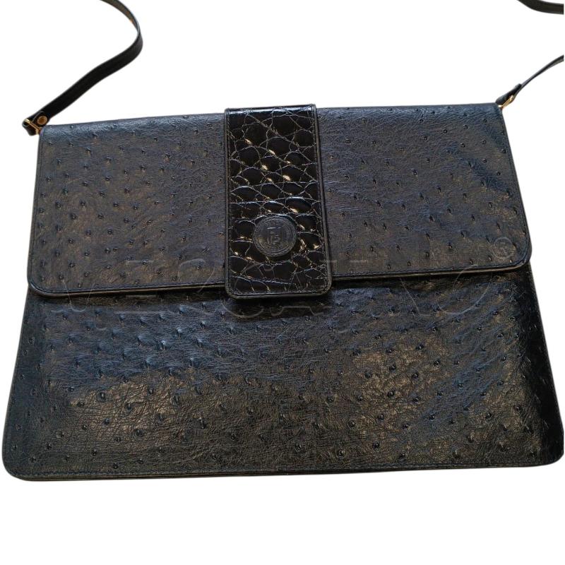 CARTELLA FENDI BLU MARTELLATA + TRACOLLA | Mercatino dell'Usato Cava de tirreni 1