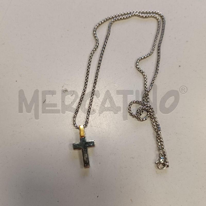 CATENINA IN ACCIAIO CON CROCIFISSO ORO E ACCIAIO | Mercatino dell'Usato Cava de tirreni 1