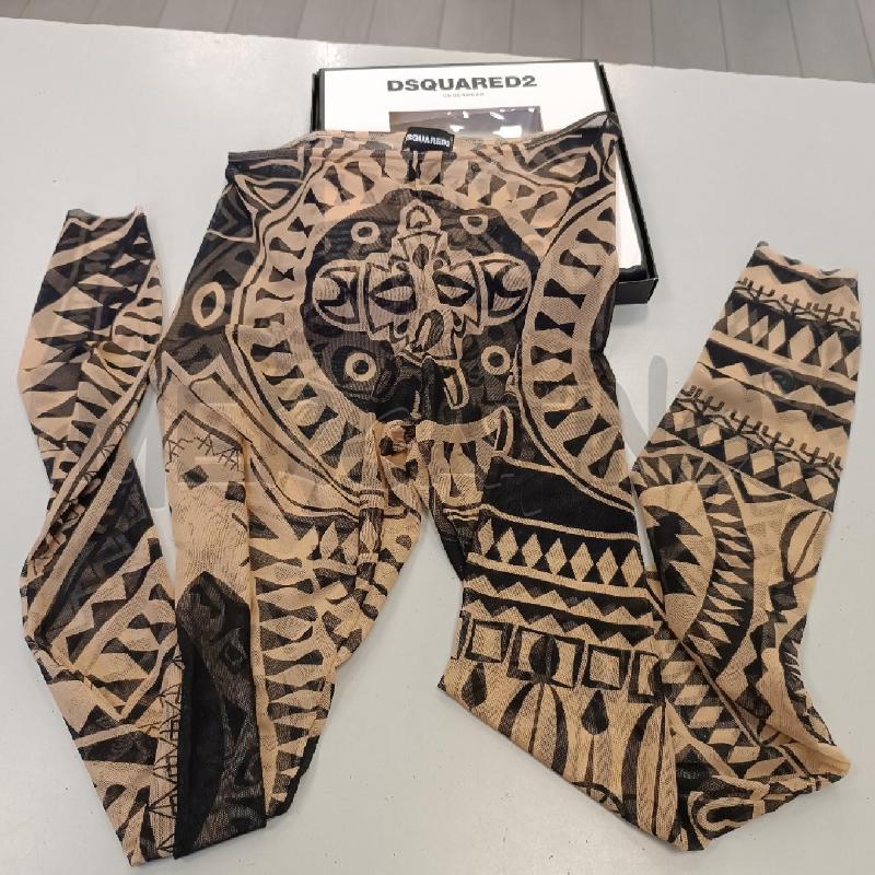COLLANT DSQUARED2 TRIBAL TATOO BEIGE NERO | Mercatino dell'Usato Cava de tirreni 1