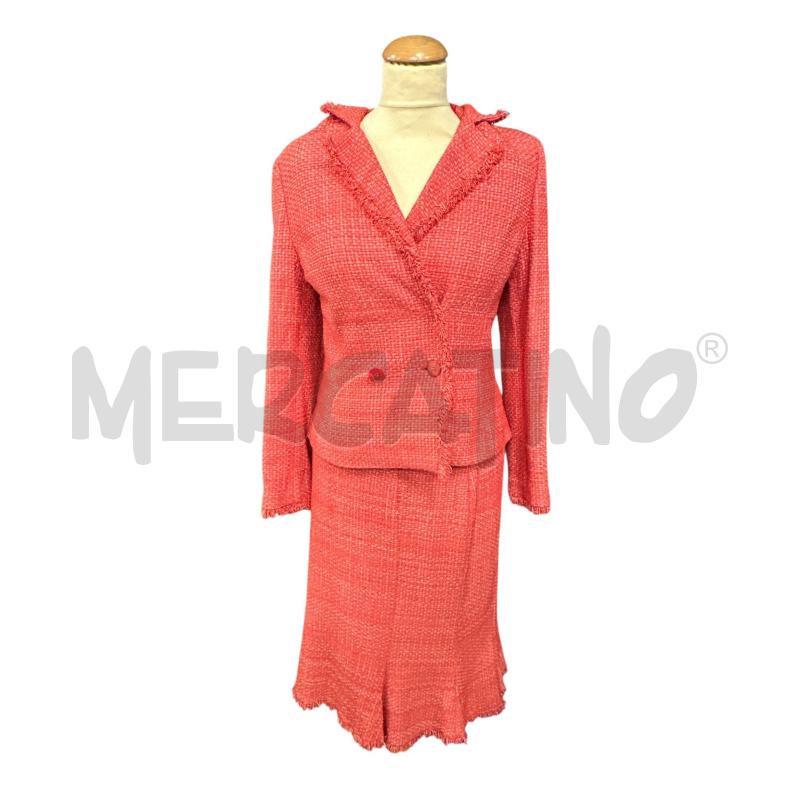 COMPLETO DONNA JAVIER SIMORRA TWEED ROSSO BIANCO GIACCA +GONNA  | Mercatino dell'Usato Cava de tirreni 1