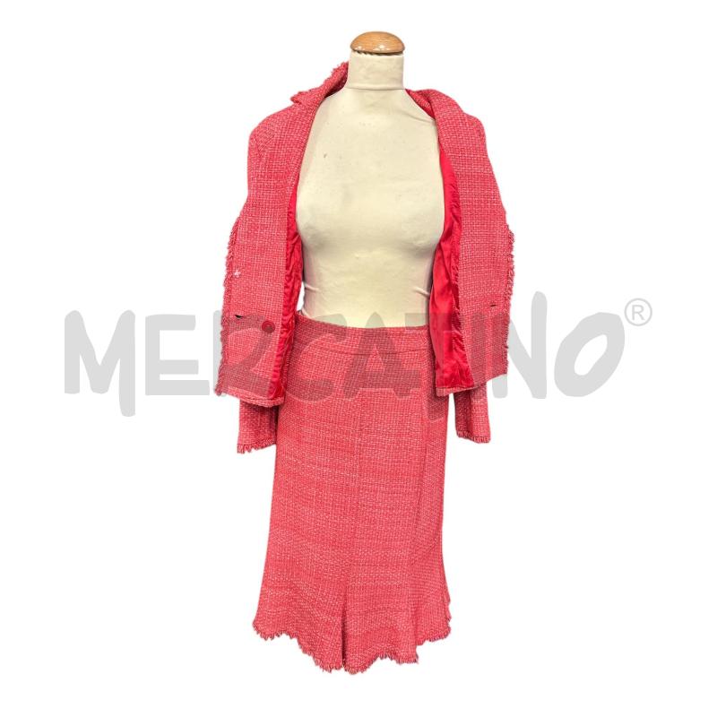 COMPLETO DONNA JAVIER SIMORRA TWEED ROSSO BIANCO GIACCA +GONNA  | Mercatino dell'Usato Cava de tirreni 2