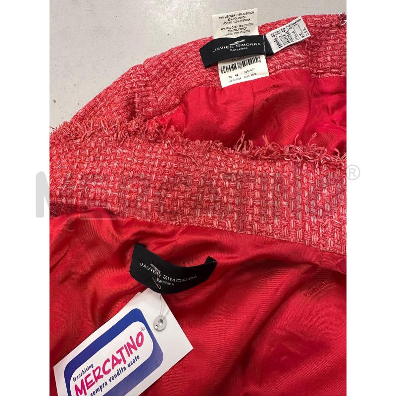 COMPLETO DONNA JAVIER SIMORRA TWEED ROSSO BIANCO GIACCA +GONNA  | Mercatino dell'Usato Cava de tirreni 5