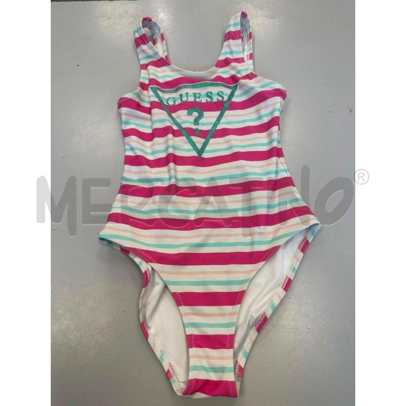 COSTUME BAMBINO GUESS INTERO BIANCO RIGHE FUCSIA CELESTI | Mercatino dell'Usato Cava de tirreni 1
