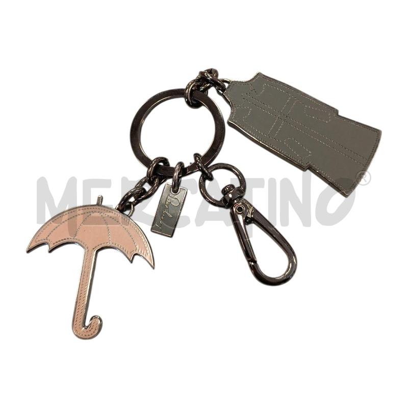 PORTA CHIAVI BURBERRY IN METALLO ARGENTATO CON CHARMS IMPERMEABILE E OMBRELLO ROSA | Mercatino dell'Usato Cava de tirreni 1