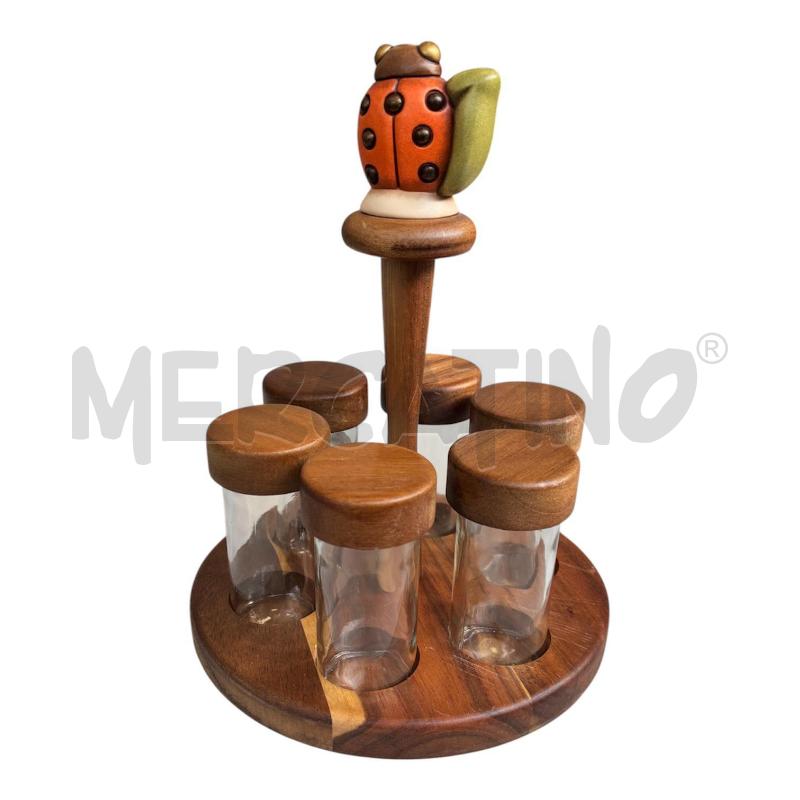 PORTA SPEZIE THUN 6 VASETTI COCCINELLA BASE LEGNO  | Mercatino dell'Usato Cava de tirreni 1