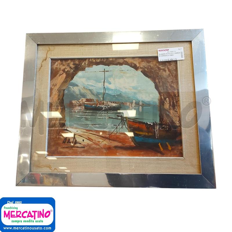 QUADRO MARE CON BARCHE CORNICE ARGENTATA | Mercatino dell'Usato Cava de tirreni 1