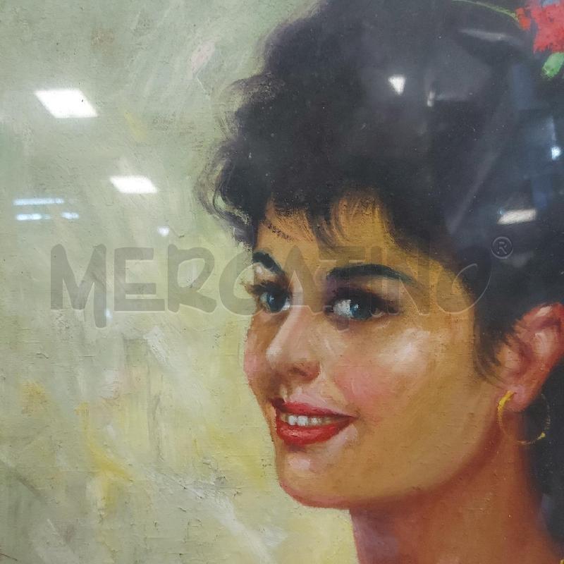QUADRO MEZZO BUSTO DONNA FIORE ROSSO  FERRANTE  | Mercatino dell'Usato Cava de tirreni 3