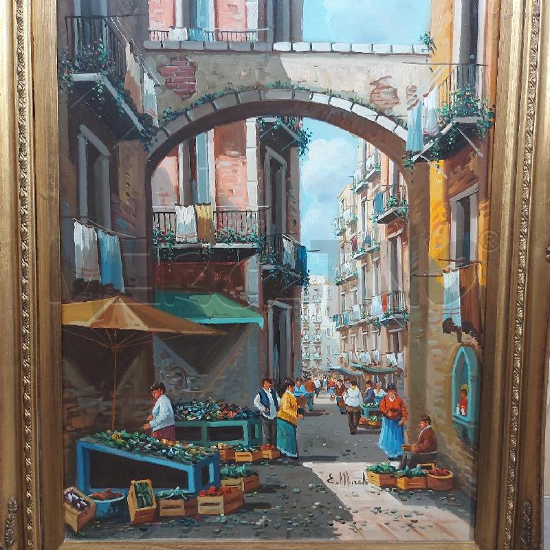 QUADRO MUROLO MERCATINO DI NAPOLI 50*70 OLIO SU TELA + CERTIFICATO  | Mercatino dell'Usato Cava de tirreni 1